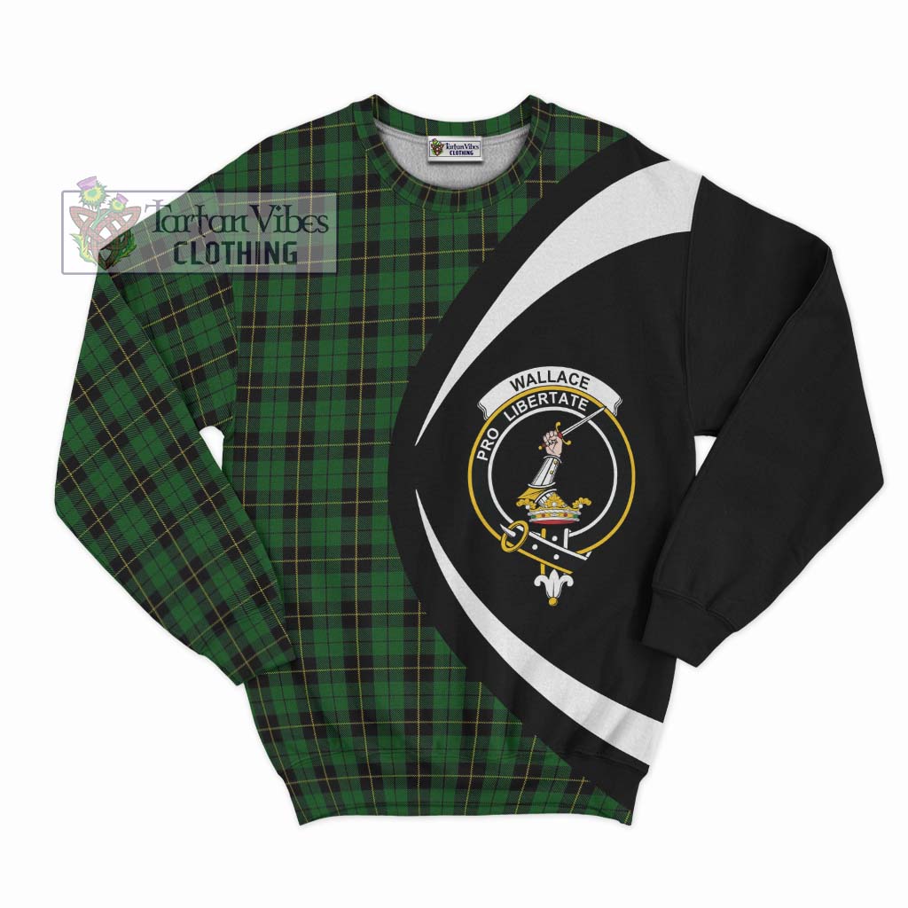 Tartan Vibes Clothing Wallace Hunting Tartan Sweatshirt with Family Crest Circle Style