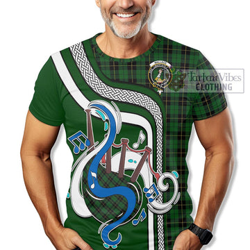 Wallace Hunting Tartan T-Shirt with Epic Bagpipe Style