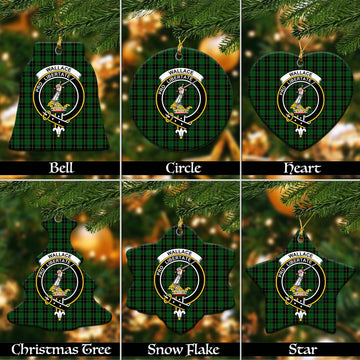 Wallace Hunting Tartan Christmas Ceramic Ornaments with Family Crest