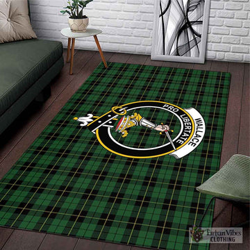 Wallace Hunting Tartan Area Rug with Family Crest