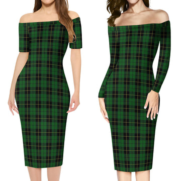 Wallace Hunting Tartan Off Shoulder Lady Dress