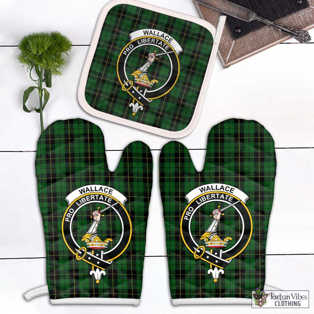 Wallace Hunting Tartan Combo Oven Mitt & Pot-Holder with Family Crest Combo 1 Oven Mitt & 1 Pot-Holder White - Tartan Vibes Clothing