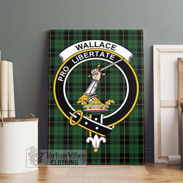 Wallace Hunting Tartan Canvas Print Wall Art with Family Crest