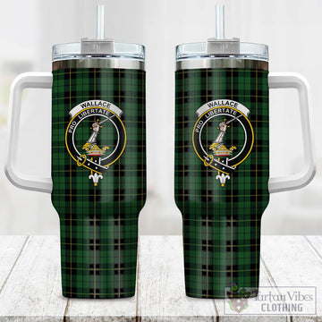 Wallace Hunting Tartan and Family Crest Tumbler with Handle