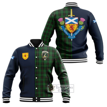 Wallace Hunting Tartan Baseball Jacket Alba with Scottish Lion Royal Arm Half Style