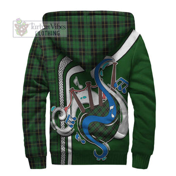 Wallace Hunting Tartan Sherpa Hoodie with Epic Bagpipe Style