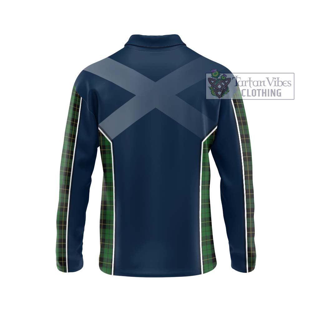 Wallace Hunting Tartan Long Sleeve Polo Shirt with Family Crest and Lion Rampant Vibes Sport Style - Tartan Vibes Clothing