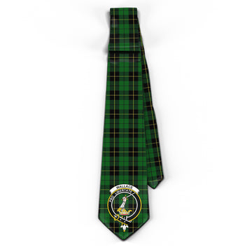 Wallace Hunting Tartan Classic Necktie with Family Crest