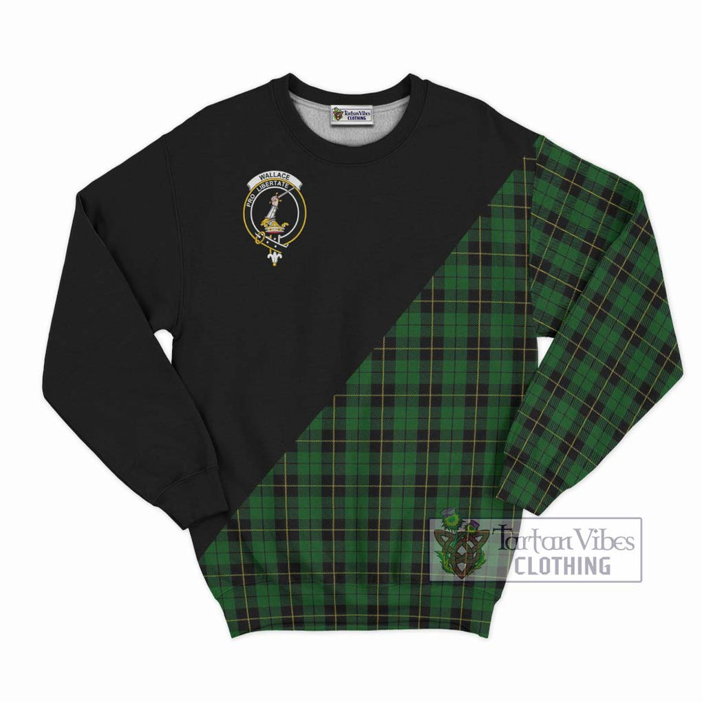 Wallace Hunting Tartan Sweatshirt with Family Crest and Military Logo Style - Tartanvibesclothing Shop