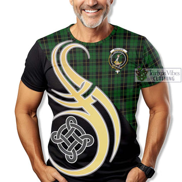 Wallace Hunting Tartan T-Shirt with Family Crest and Celtic Symbol Style