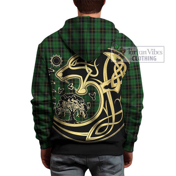 Wallace Hunting Tartan Hoodie with Family Crest Celtic Wolf Style