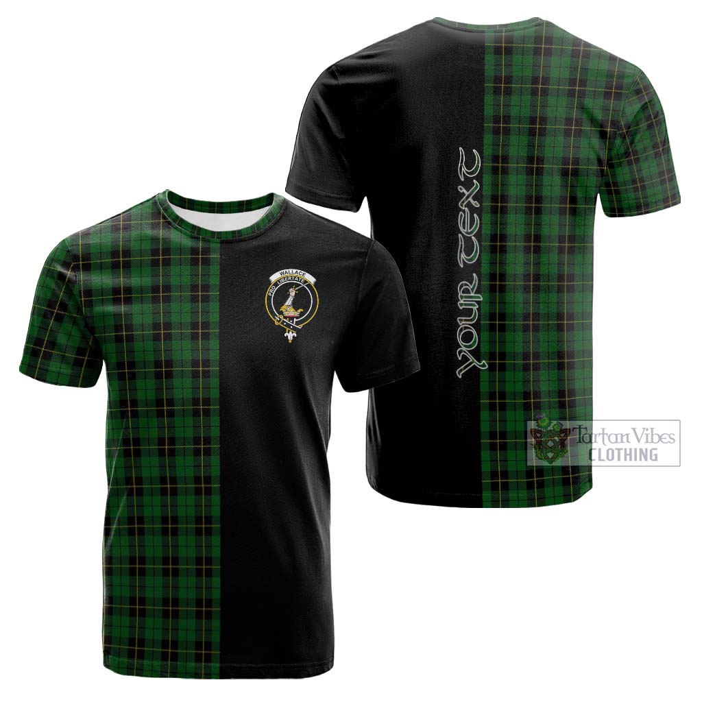 Tartan Vibes Clothing Wallace Hunting Tartan Cotton T-shirt with Family Crest and Half Of Me Style