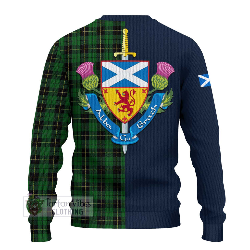 Tartan Vibes Clothing Wallace Hunting Tartan Knitted Sweater with Scottish Lion Royal Arm Half Style