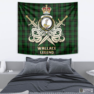 Wallace Hunting Tartan Tapestry with Clan Crest and the Golden Sword of Courageous Legacy