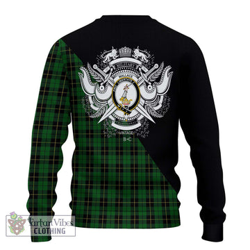 Wallace Hunting Tartan Ugly Sweater with Family Crest and Military Logo Style