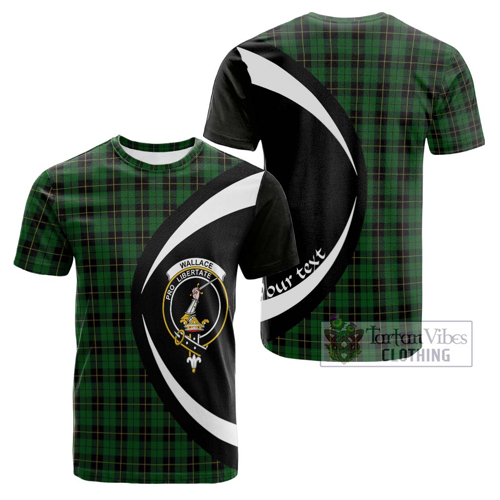 Tartan Vibes Clothing Wallace Hunting Tartan Cotton T-shirt with Family Crest Circle Style