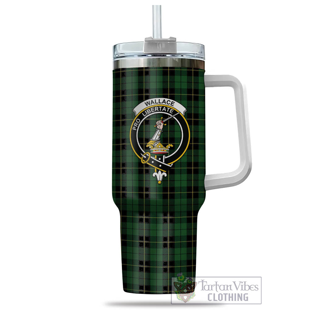 Tartan Vibes Clothing Wallace Hunting Tartan and Family Crest Tumbler with Handle