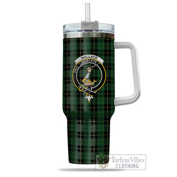 Wallace Hunting Tartan and Family Crest Tumbler with Handle