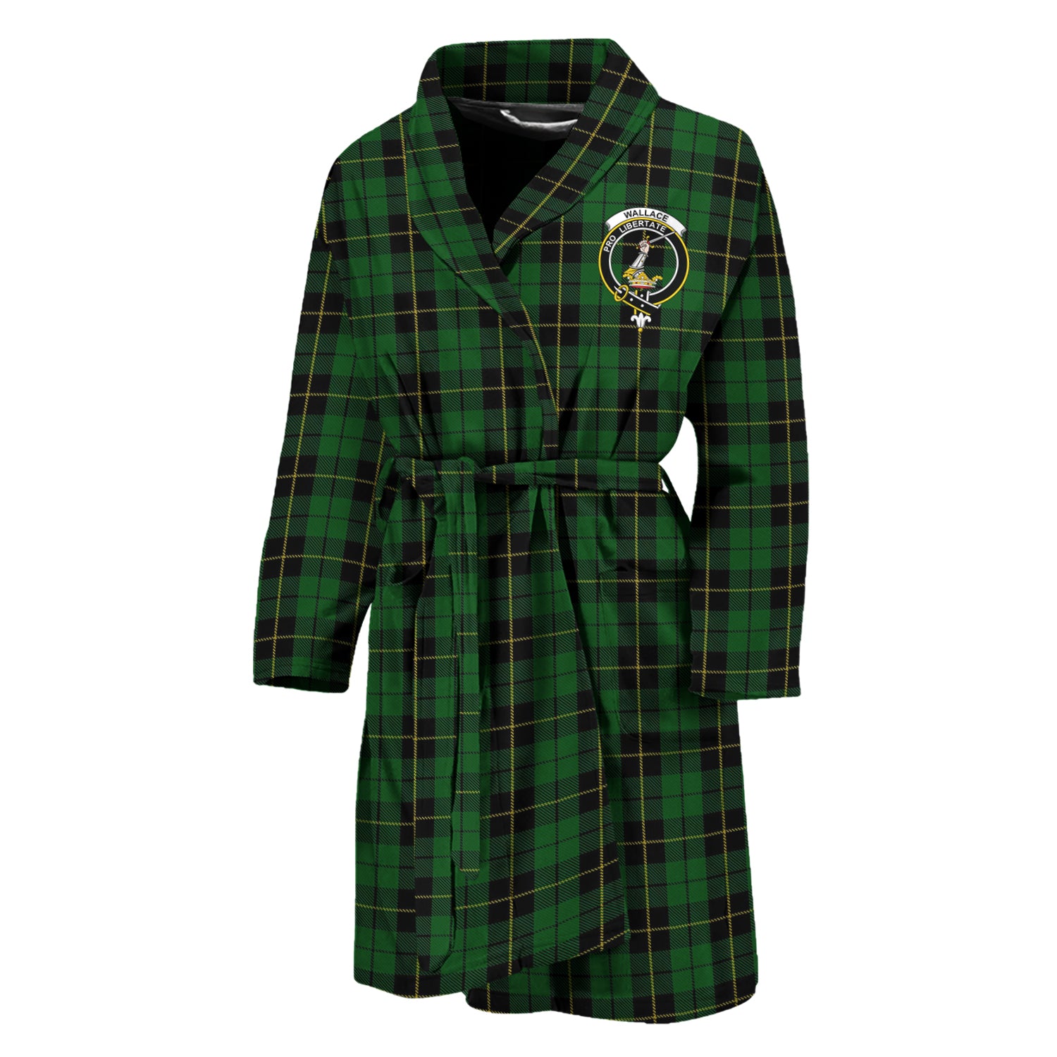 Wallace Hunting Tartan Bathrobe with Family Crest Unisex M - Tartan Vibes Clothing