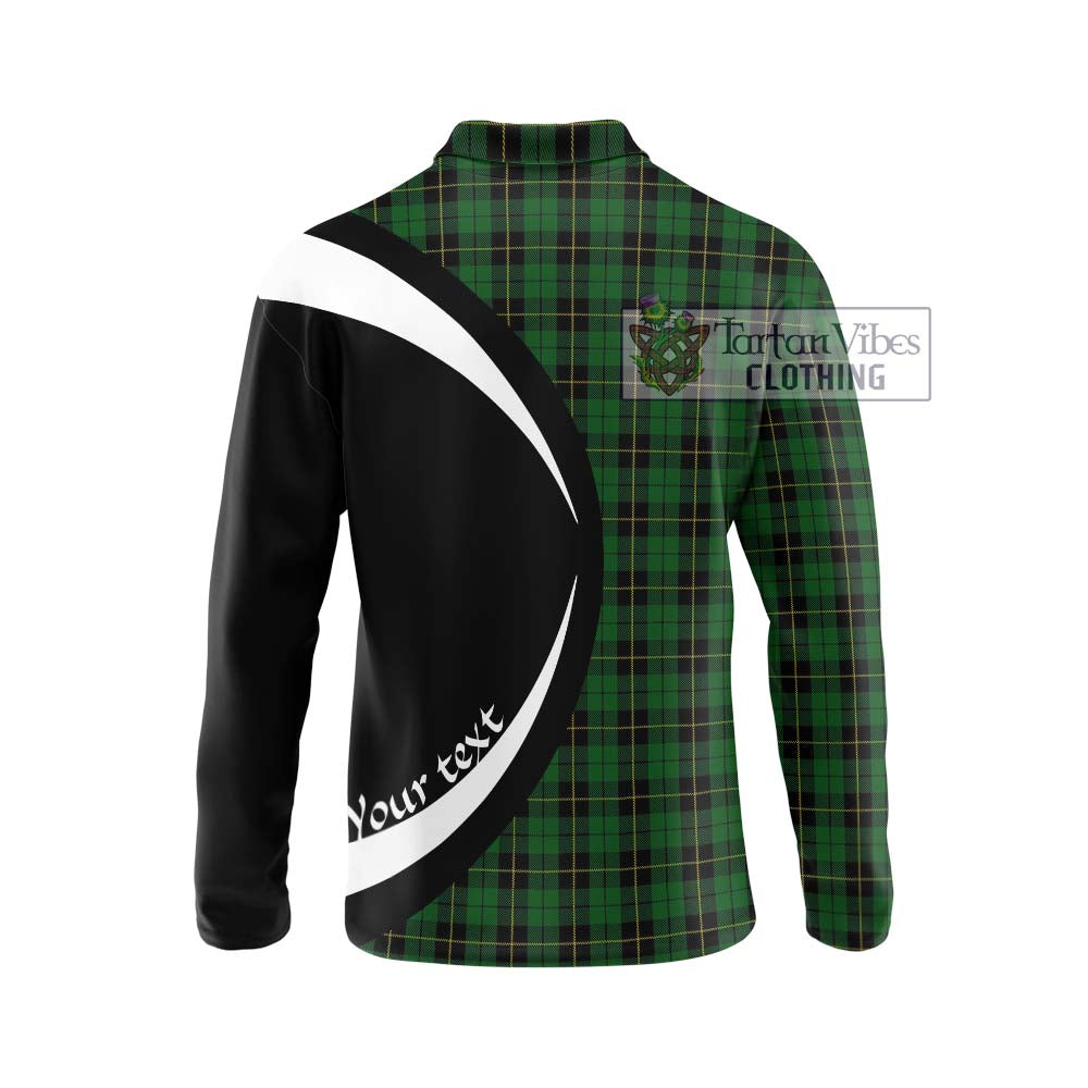 Wallace Hunting Tartan Long Sleeve Polo Shirt with Family Crest Circle Style - Tartan Vibes Clothing