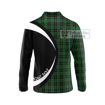 Wallace Hunting Tartan Long Sleeve Polo Shirt with Family Crest Circle Style