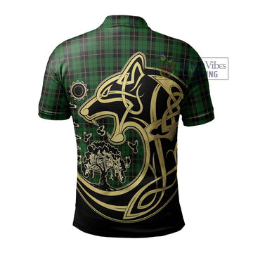 Wallace Hunting Tartan Polo Shirt with Family Crest Celtic Wolf Style