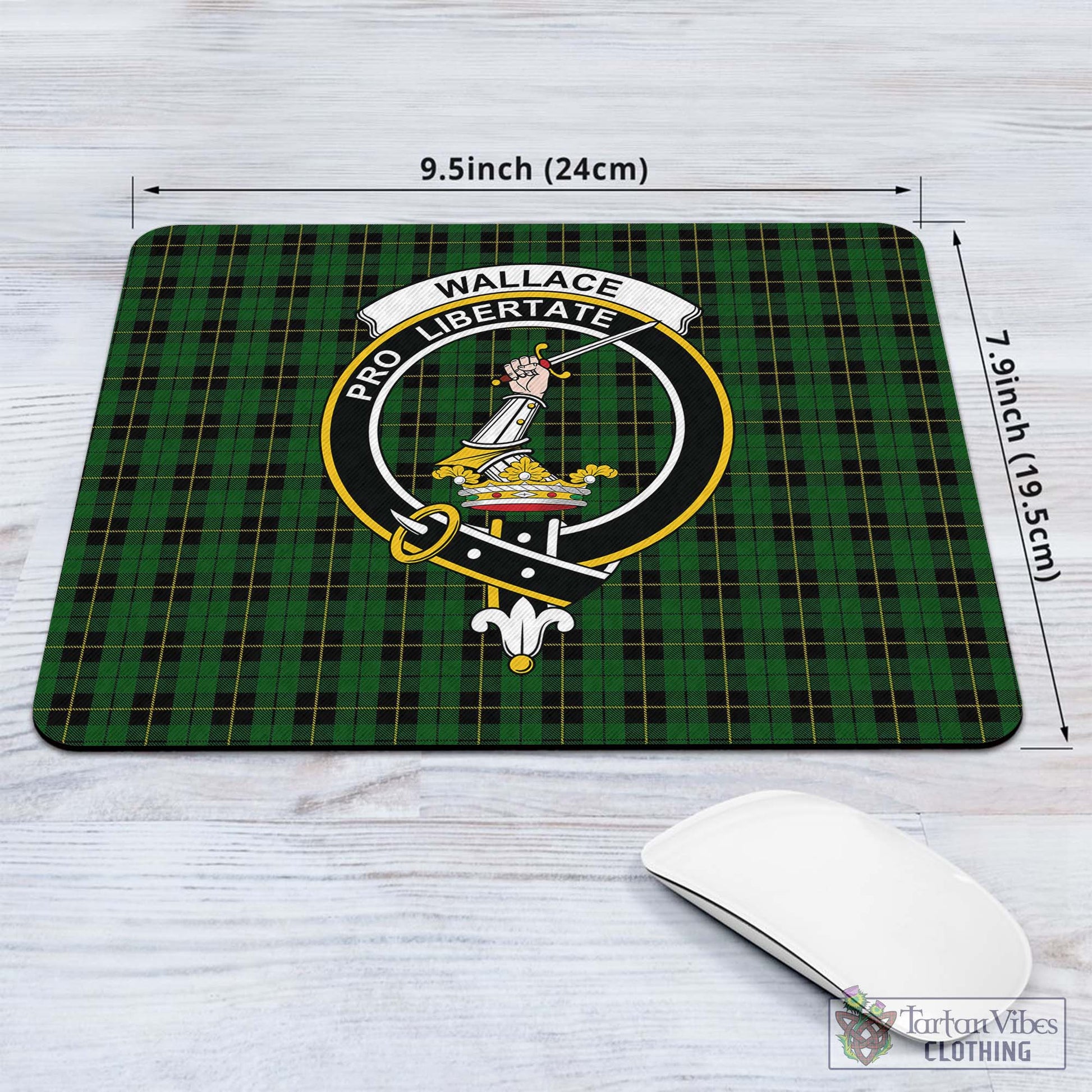 Tartan Vibes Clothing Wallace Hunting Tartan Mouse Pad with Family Crest