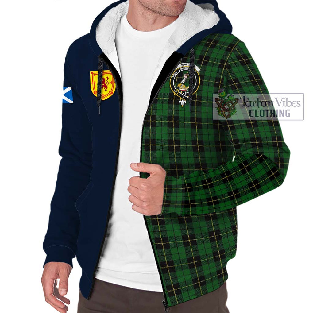 Tartan Vibes Clothing Wallace Hunting Tartan Sherpa Hoodie with Scottish Lion Royal Arm Half Style