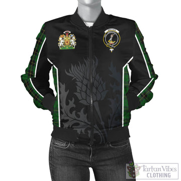 Wallace Hunting Tartan Bomber Jacket with Family Crest and Scottish Thistle Vibes Sport Style