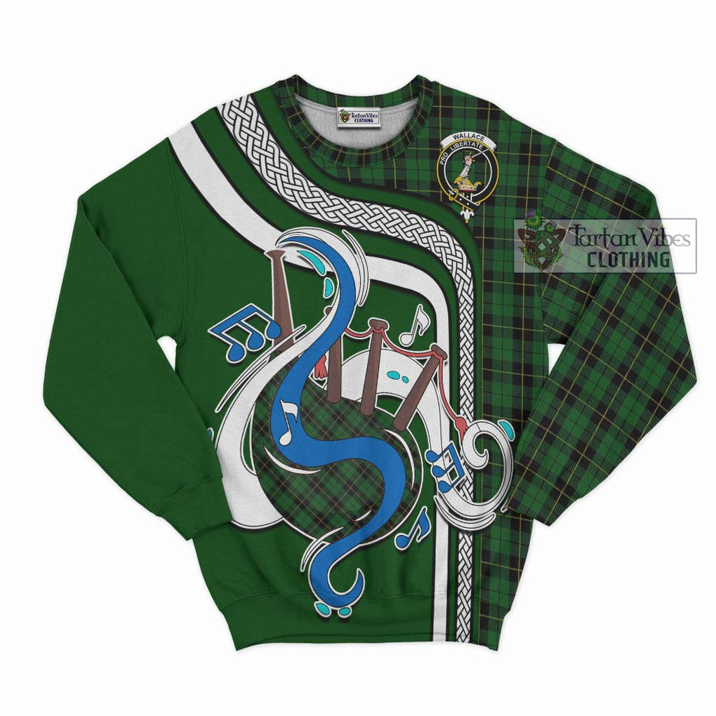 Tartan Vibes Clothing Wallace Hunting Tartan Sweatshirt with Epic Bagpipe Style