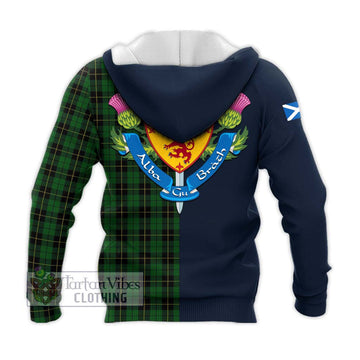 Wallace Hunting Tartan Knitted Hoodie Alba with Scottish Lion Royal Arm Half Style