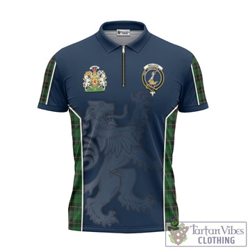 Wallace Hunting Tartan Zipper Polo Shirt with Family Crest and Lion Rampant Vibes Sport Style