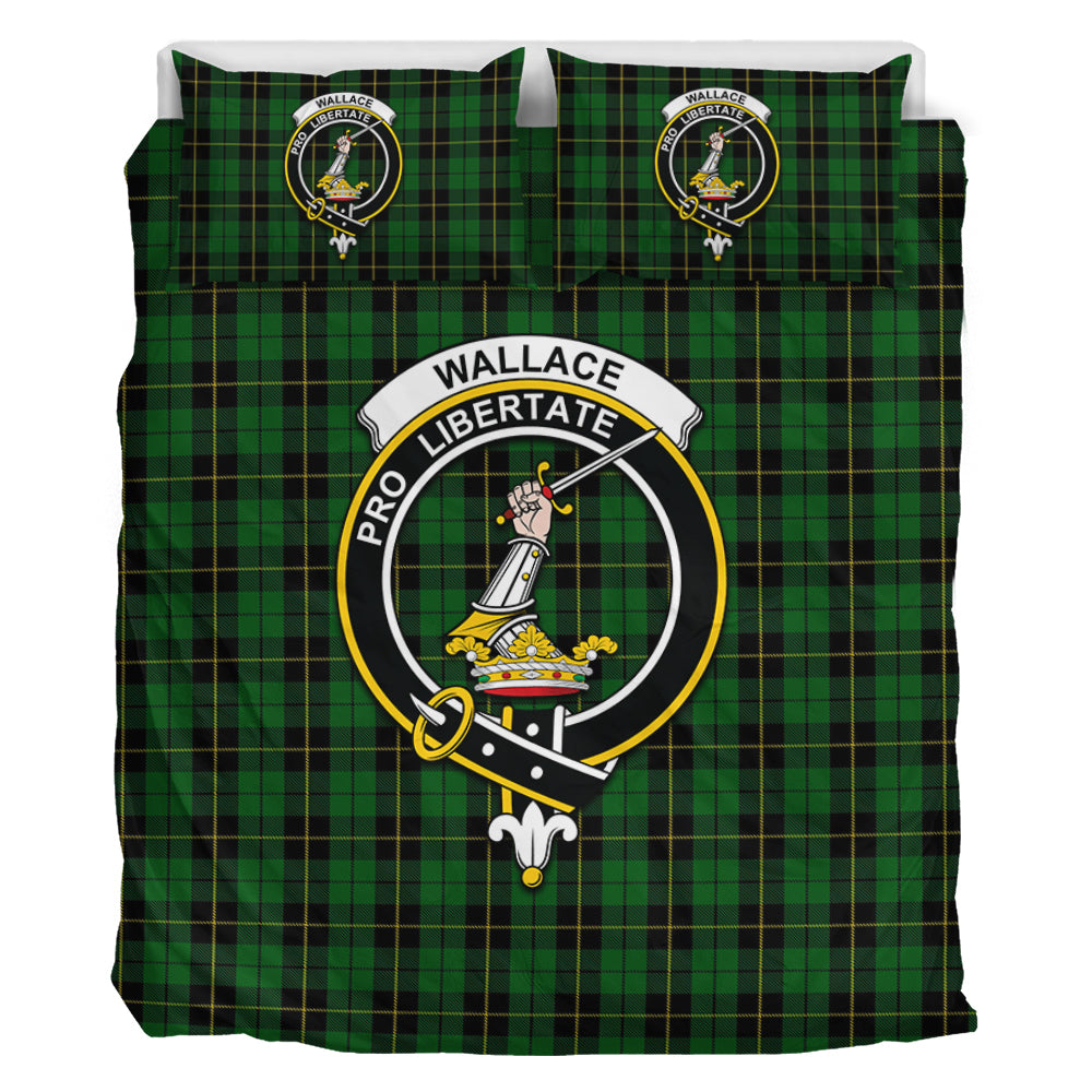 Wallace Hunting Tartan Bedding Set with Family Crest - Tartan Vibes Clothing