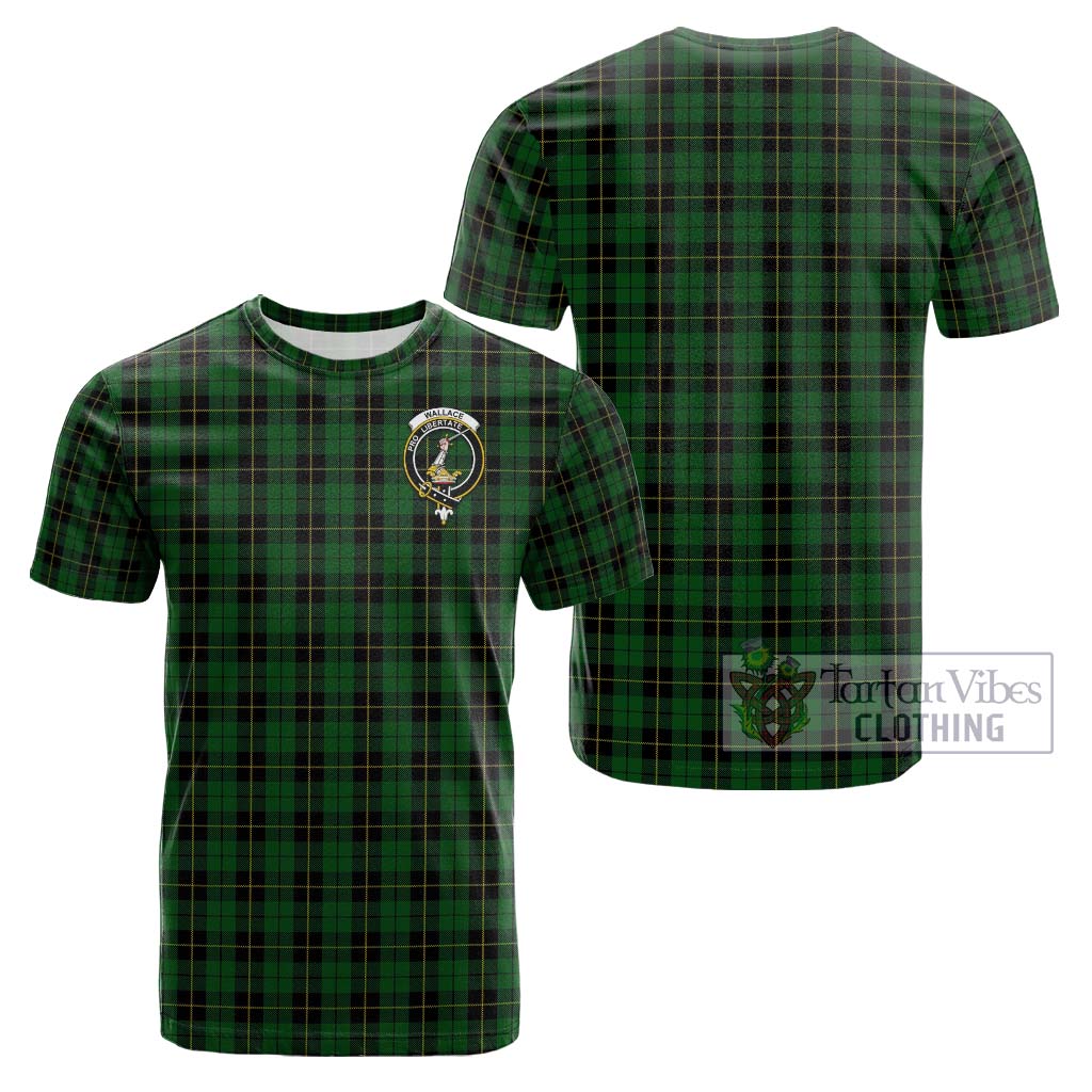 Tartan Vibes Clothing Wallace Hunting Tartan Cotton T-Shirt with Family Crest