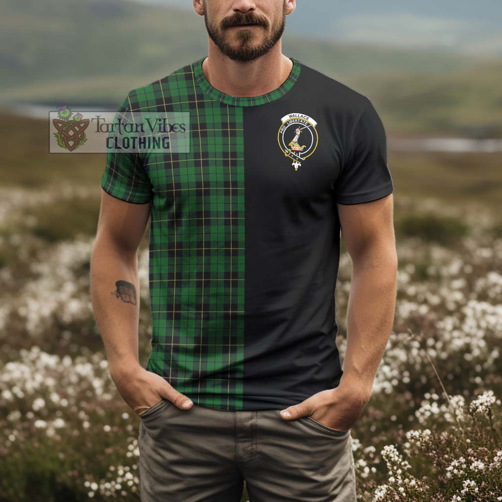 Wallace Hunting Tartan T-Shirt with Family Crest and Half Of Me Style - Tartanvibesclothing Shop