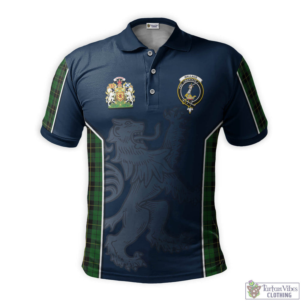 Tartan Vibes Clothing Wallace Hunting Tartan Men's Polo Shirt with Family Crest and Lion Rampant Vibes Sport Style