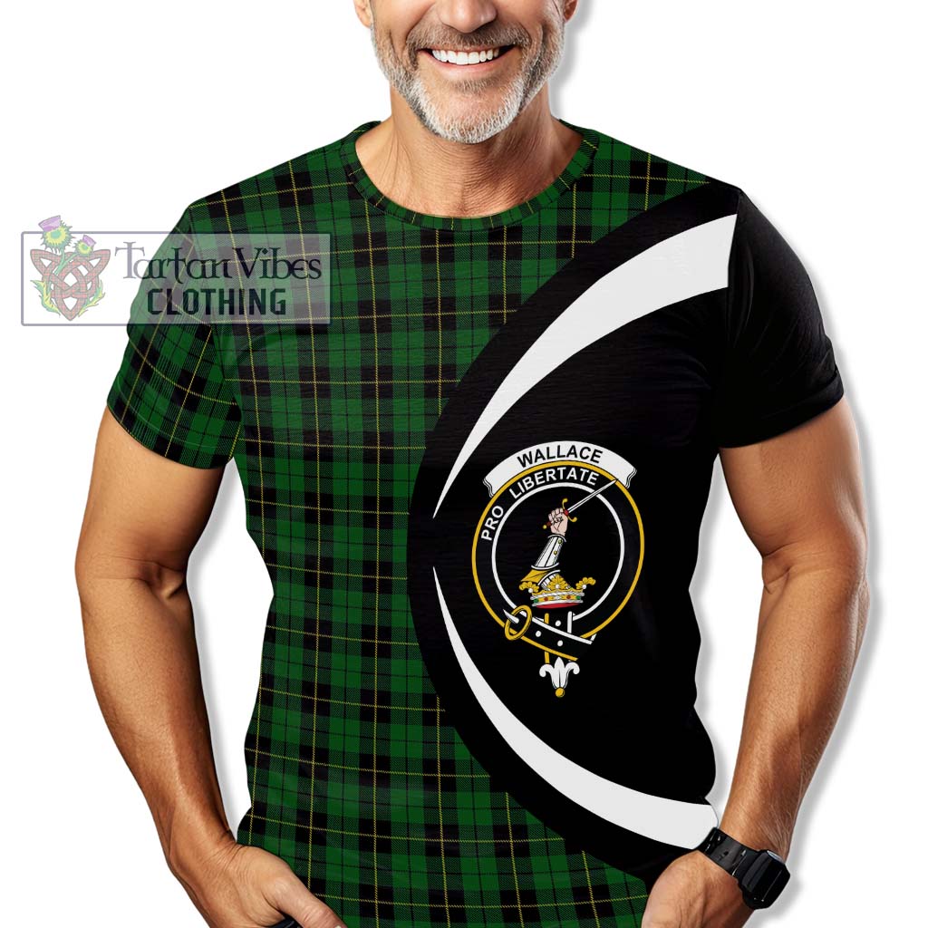 Tartan Vibes Clothing Wallace Hunting Tartan T-Shirt with Family Crest Circle Style