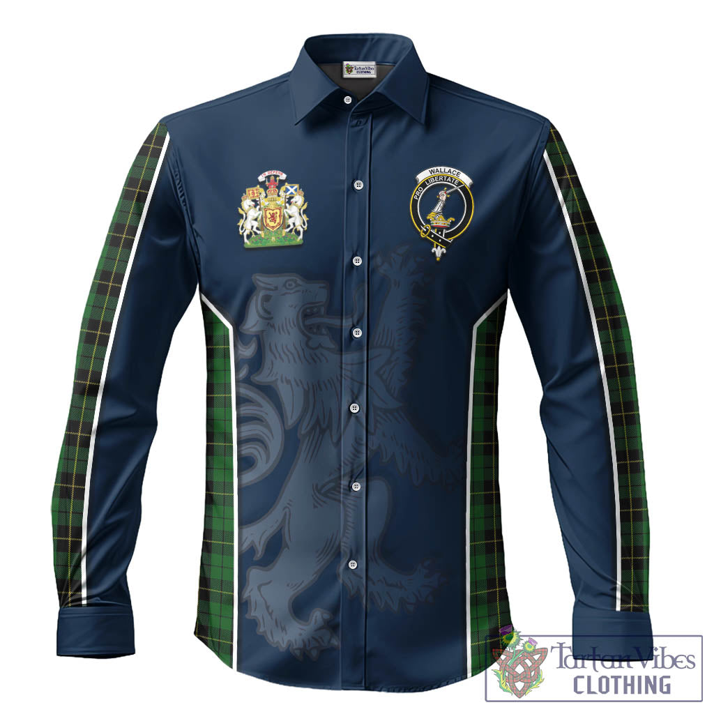 Wallace Hunting Tartan Long Sleeve Button Up Shirt with Family Crest and Lion Rampant Vibes Sport Style