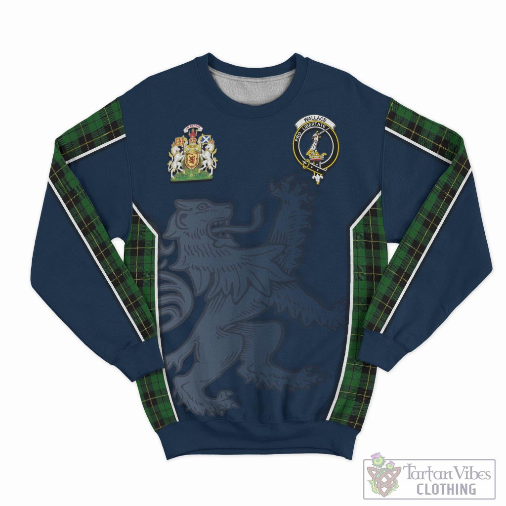 Tartan Vibes Clothing Wallace Hunting Tartan Sweater with Family Crest and Lion Rampant Vibes Sport Style