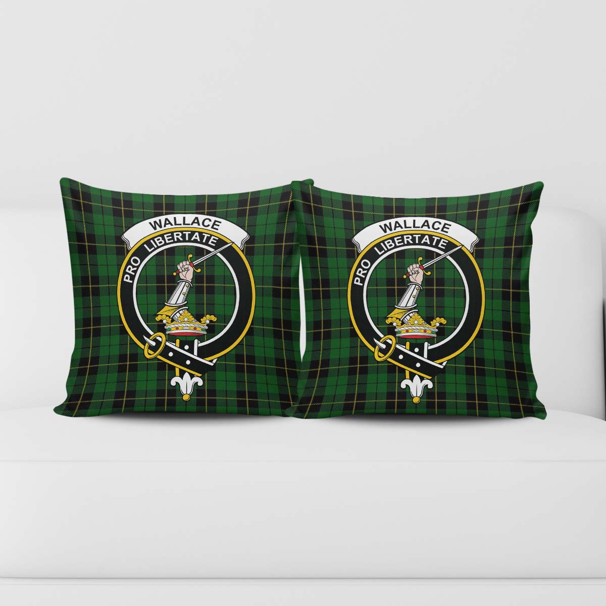 Wallace Hunting Tartan Pillow Cover with Family Crest - Tartanvibesclothing