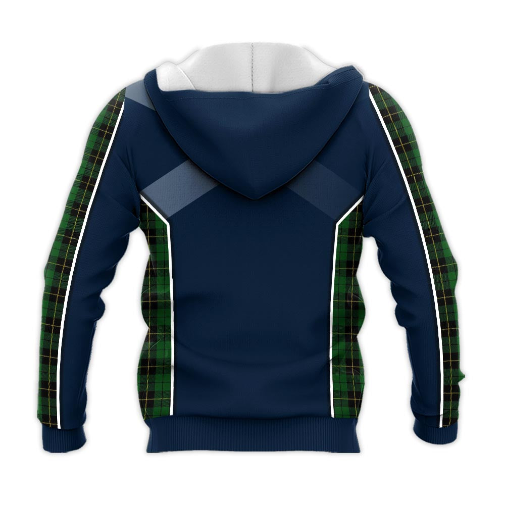 Tartan Vibes Clothing Wallace Hunting Tartan Knitted Hoodie with Family Crest and Scottish Thistle Vibes Sport Style