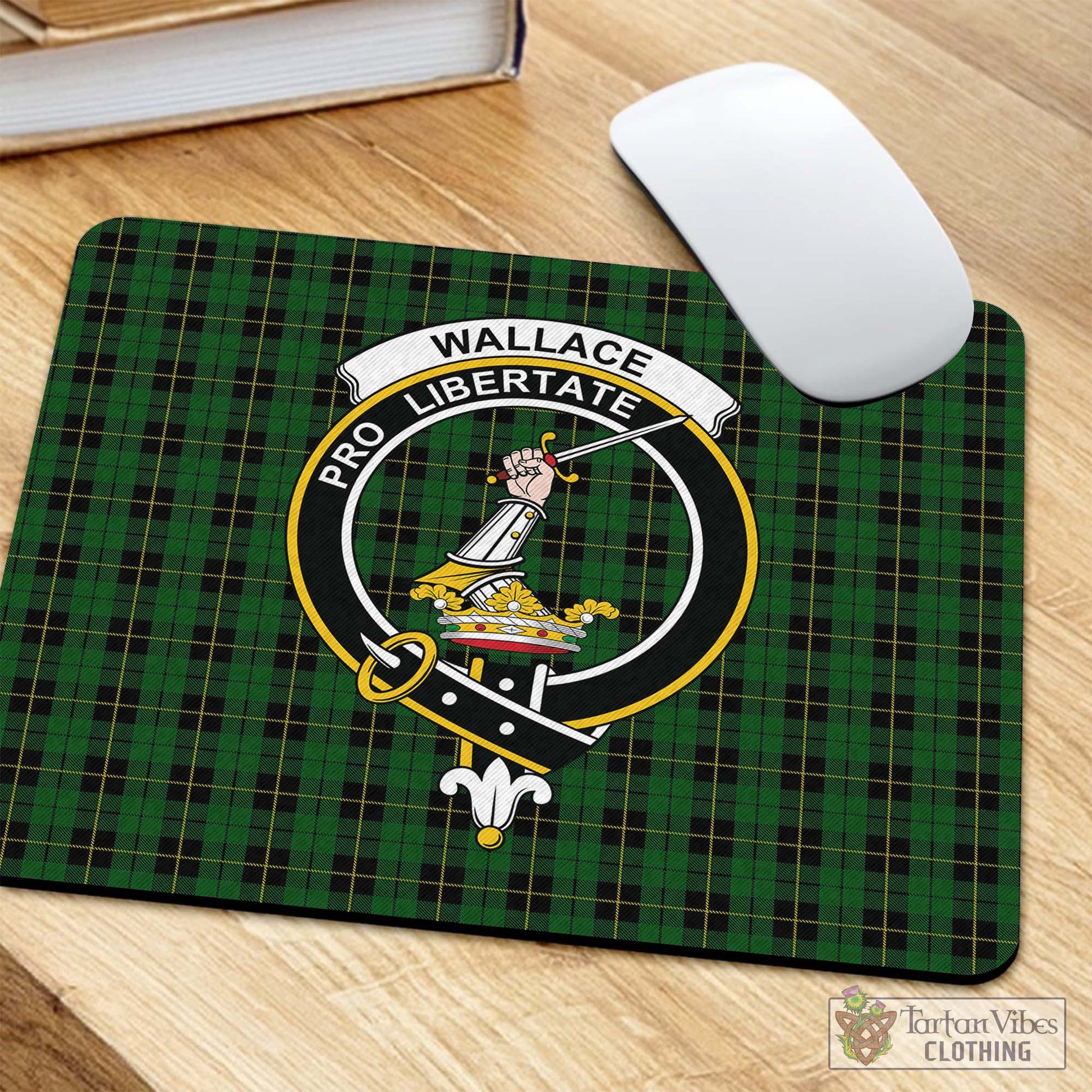 Tartan Vibes Clothing Wallace Hunting Tartan Mouse Pad with Family Crest