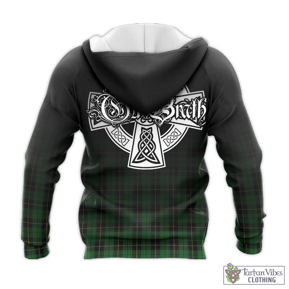 Tartan Vibes Clothing Wallace Hunting Tartan Knitted Hoodie Featuring Alba Gu Brath Family Crest Celtic Inspired