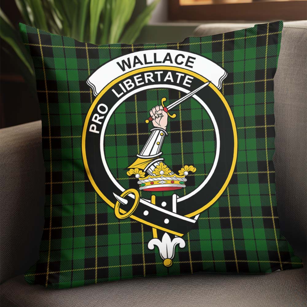 Wallace Hunting Tartan Pillow Cover with Family Crest - Tartanvibesclothing