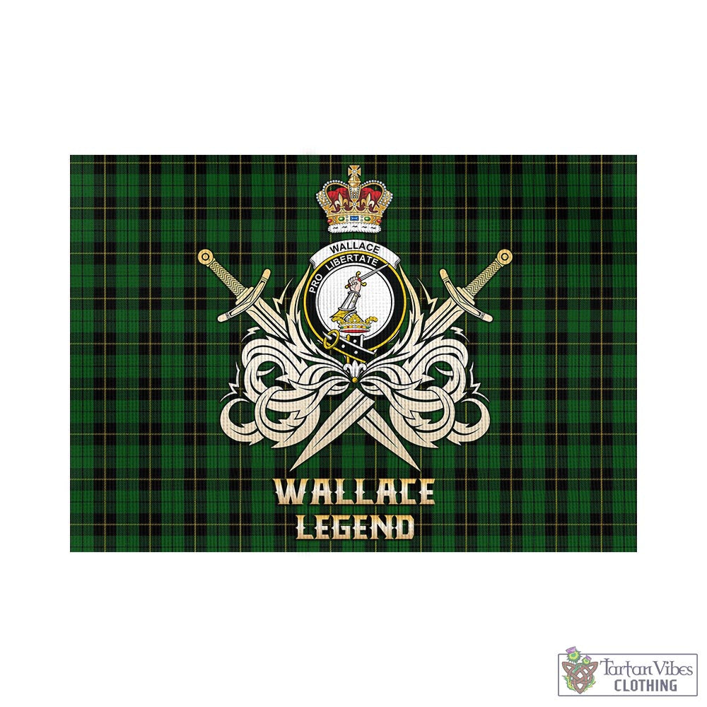 Tartan Vibes Clothing Wallace Hunting Tartan Flag with Clan Crest and the Golden Sword of Courageous Legacy