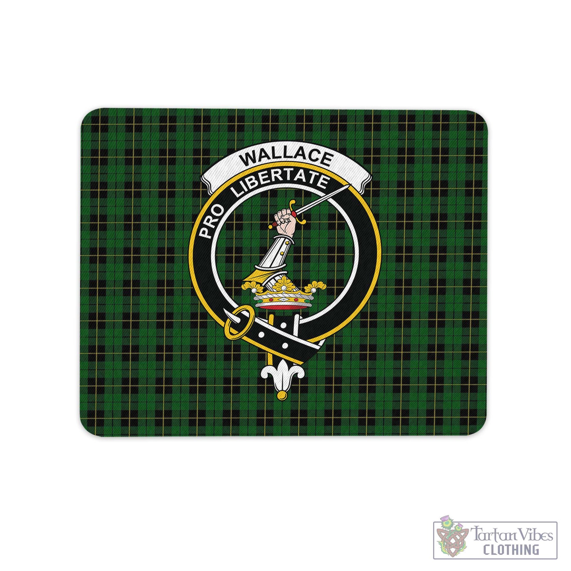 Tartan Vibes Clothing Wallace Hunting Tartan Mouse Pad with Family Crest