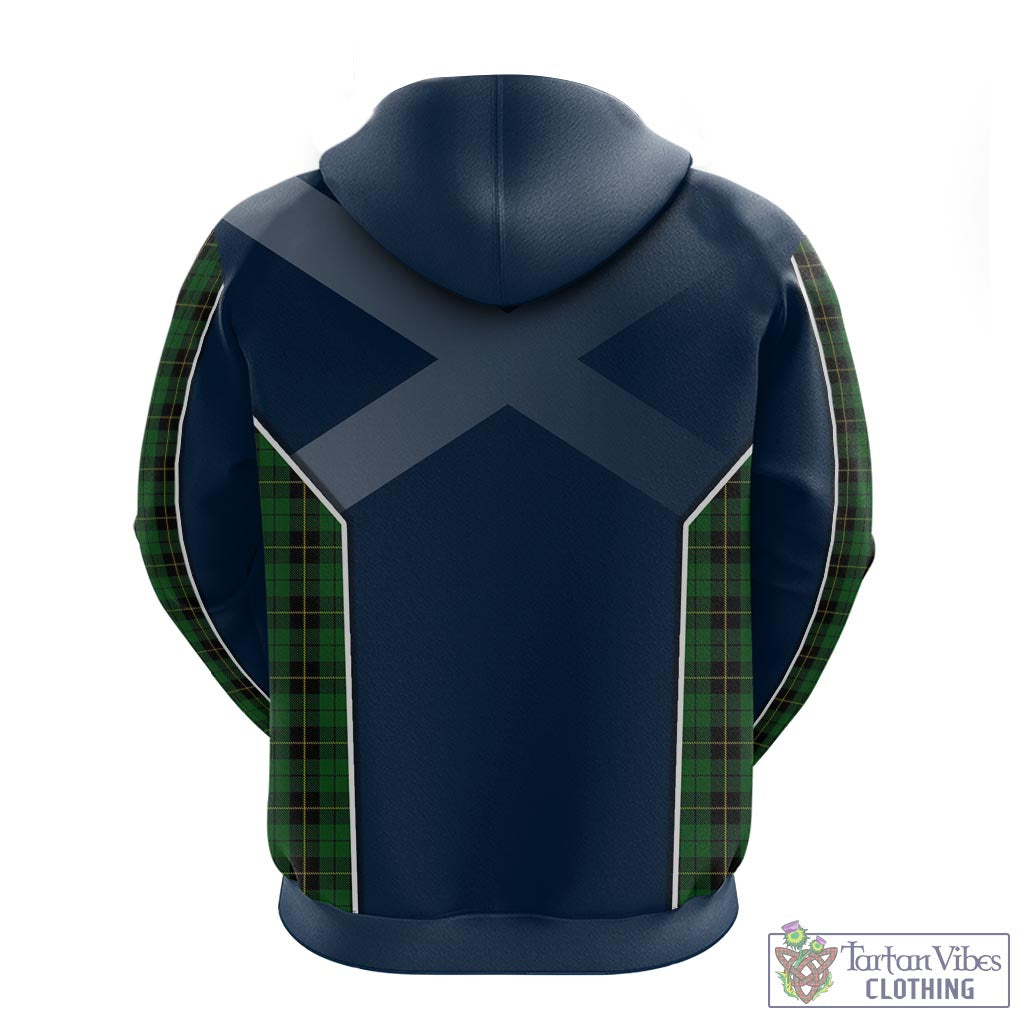 Tartan Vibes Clothing Wallace Hunting Tartan Hoodie with Family Crest and Scottish Thistle Vibes Sport Style