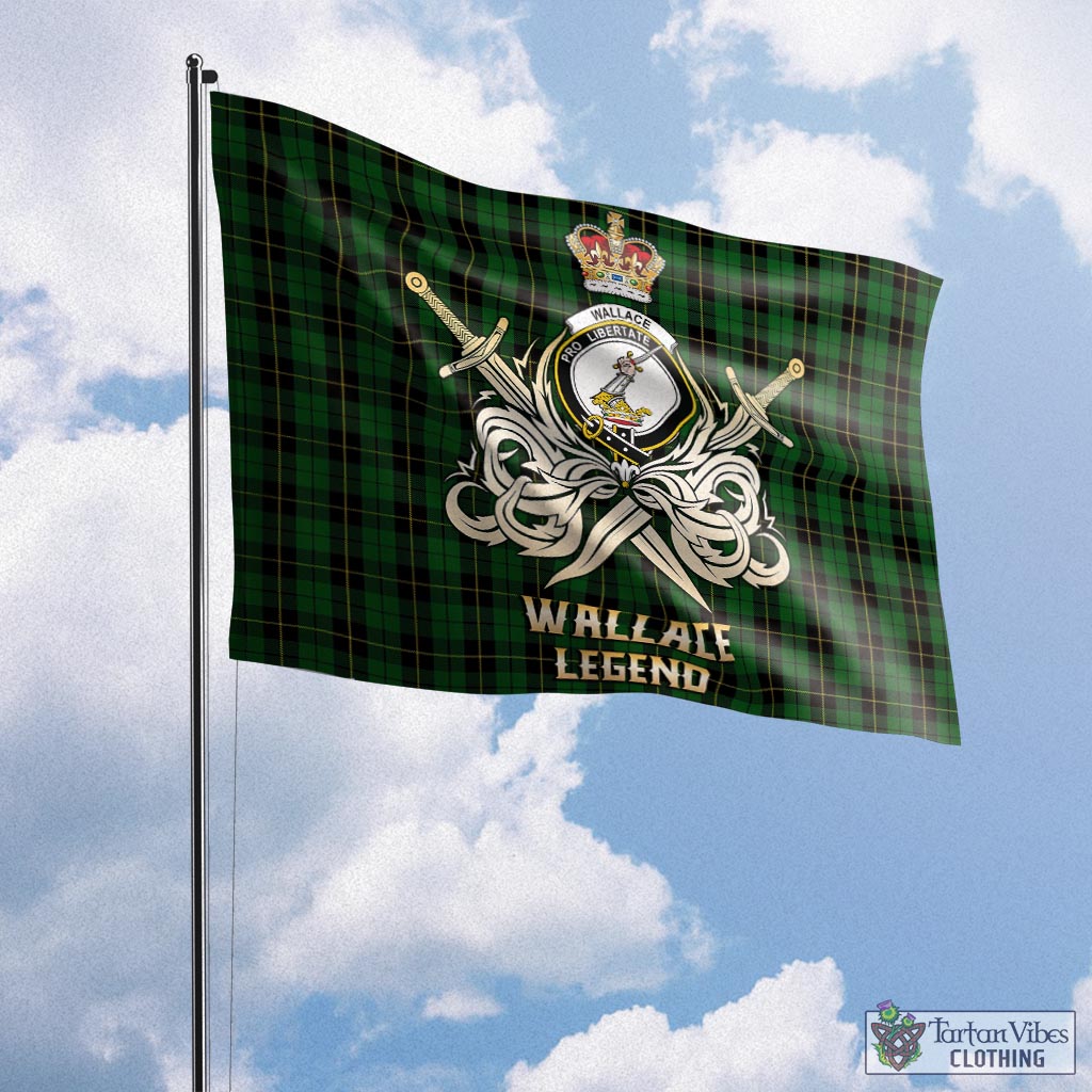 Tartan Vibes Clothing Wallace Hunting Tartan Flag with Clan Crest and the Golden Sword of Courageous Legacy