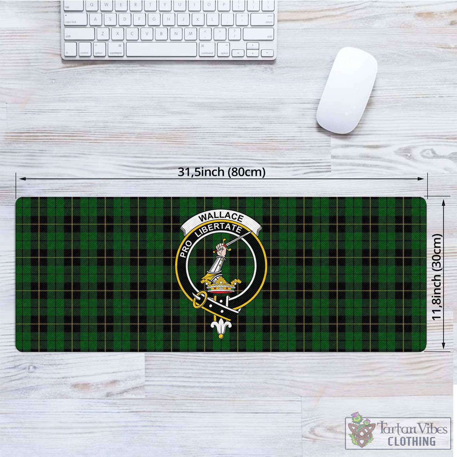 Tartan Vibes Clothing Wallace Hunting Tartan Mouse Pad with Family Crest