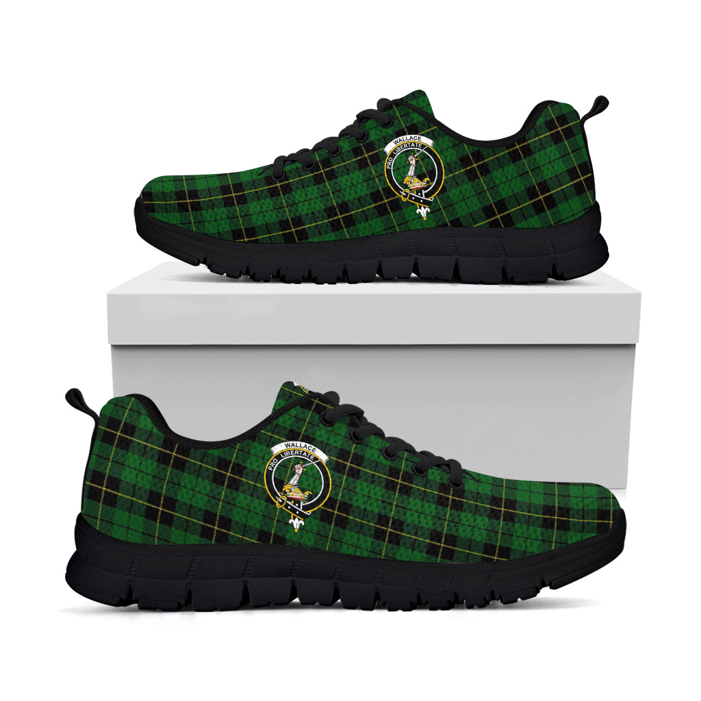 Wallace Hunting Tartan Sneakers with Family Crest - Tartan Vibes Clothing